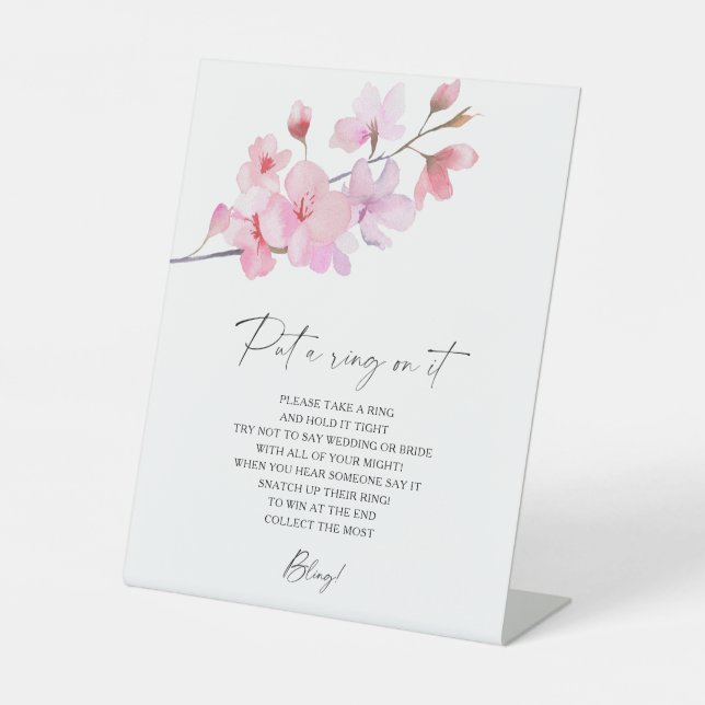 Cherry Blossom - spring put a ring on it game Pedestal Sign (Front)
