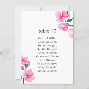 Cherry Blossom. Spring Table Number with Seating