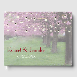 Cherry blossom spring themed wedding guest book