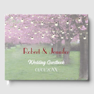 Cherry blossom spring themed wedding guest book