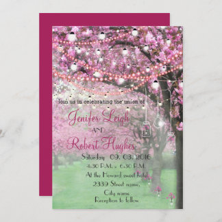 Cherry blossom spring wedding invitation