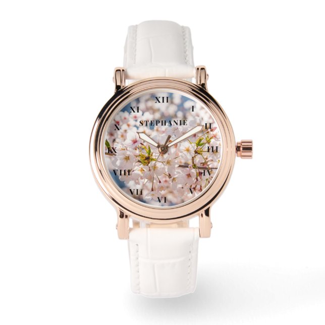 Cherry Blossom Springtime Floral Sakura Modern  Watch (Front)