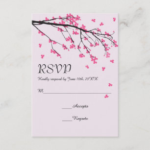 Cherry Blossom Stem - Wedding RSVP Card