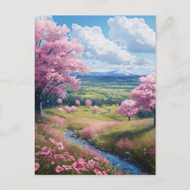 Cherry Blossom Stream Postcard (Front)