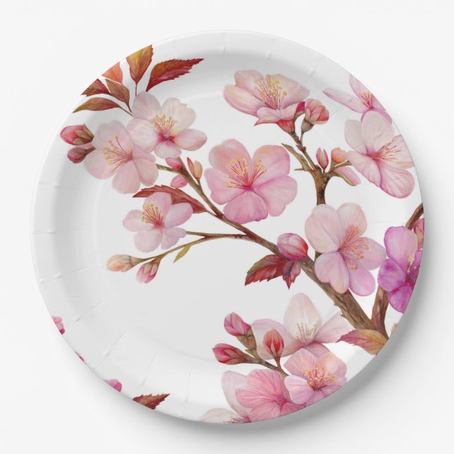 Cherry Blossom Study in Bloom — Paper Plates (Front)