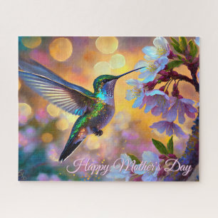 Cherry Blossom Sunrise Mother's Day Hummingbird Jigsaw Puzzle