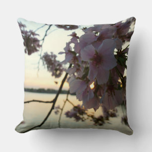 Cherry Blossom Sunset in Washington DC Throw Pillow