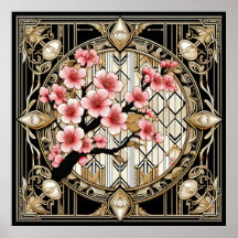 Cherry Blossom sur l'Arrière - plan Art déco