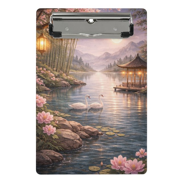 Cherry Blossom Swan Lake Clipboard – Aesthetic F (Front)