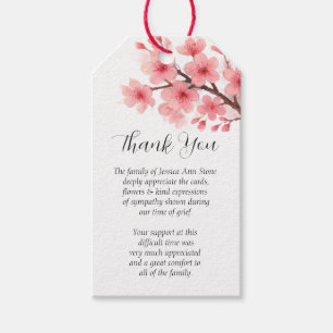 Cherry Blossom Sympathy Floral Funeral Thank you Gift Tags