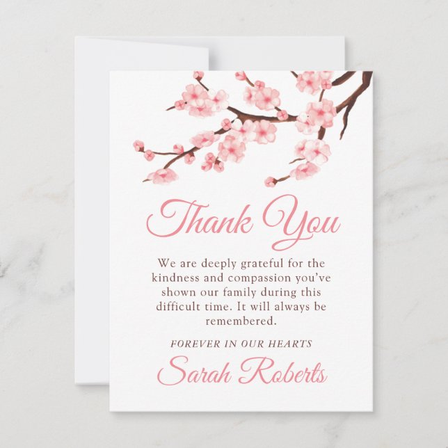 Cherry Blossom Sympathy Merci Carte de note (Devant)