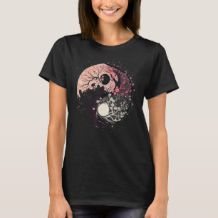 Cherry Blossom Taoism Yin Yang on Zen Taijitu Yin T-Shirt