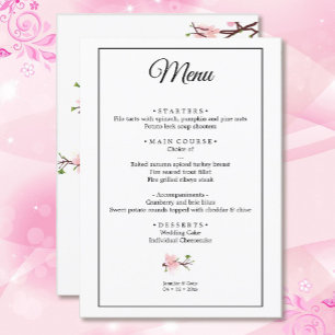 Cherry Blossom Template Wedding Flat Menu