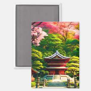 Cherry Blossom Temple Magnet