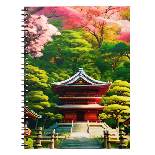 Cherry Blossom Temple  Notebook (Front)