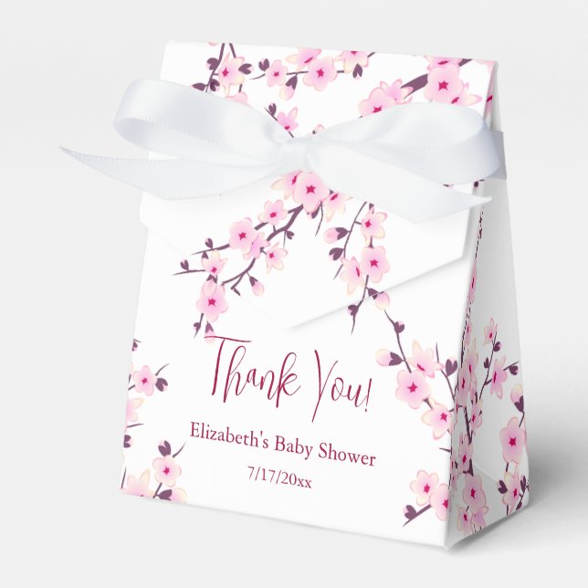 Cherry Blossom Thank You Baby Shower  Favor Box (Front Side)