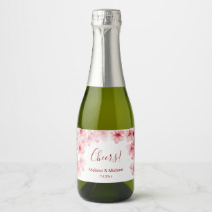 Cherry Blossom Thank You Wedding Favor   Sparkling Wine Label