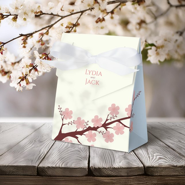 Cherry Blossom Themed Wedding Favor Box (Creator Uploaded)