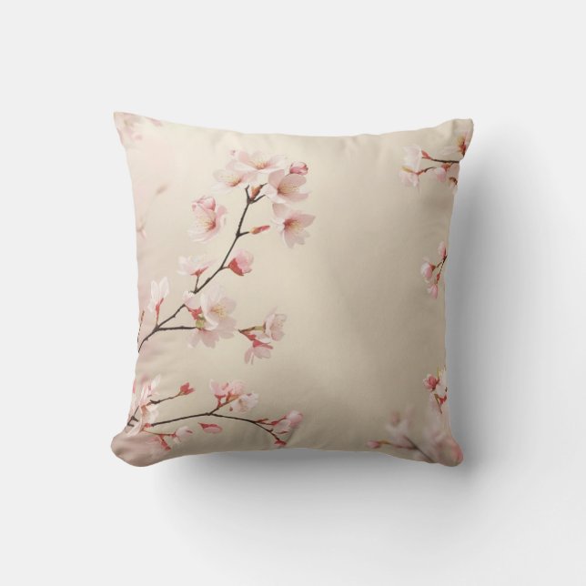 Cherry Blossom Throw Pillow (Front)