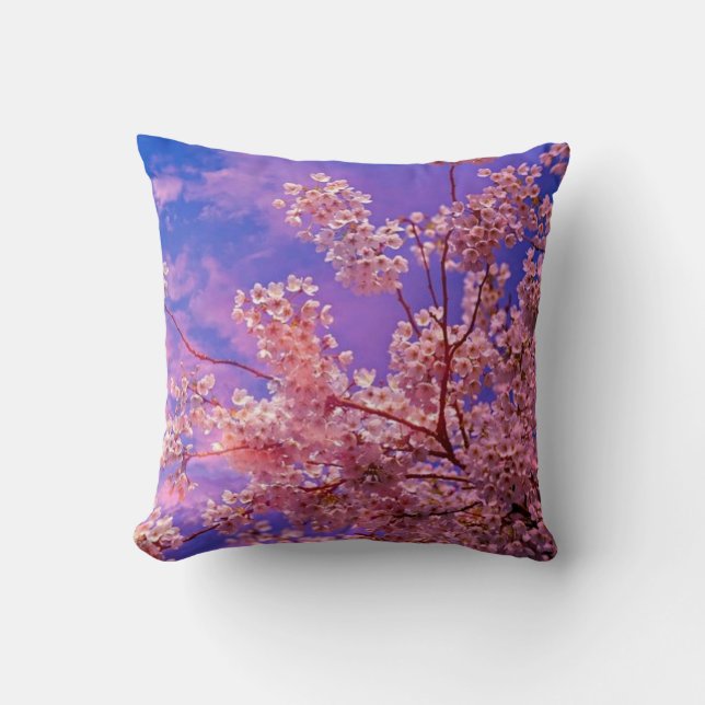 Cherry Blossom Throw Pillow (Front)