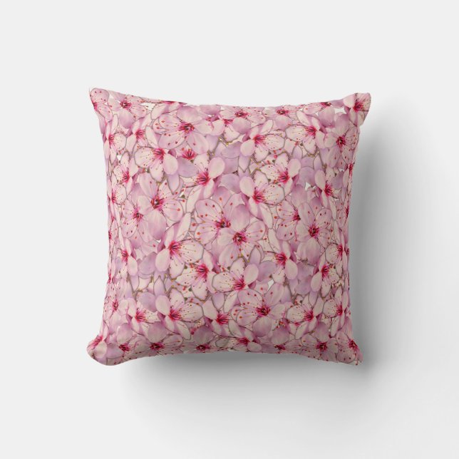 Cherry Blossom Throw Pillow (Front)