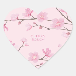 Cherry Blossom - Transparent-Background Heart Sticker