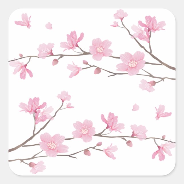 Cherry Blossom - Transparent-Background Square Sticker (Front)