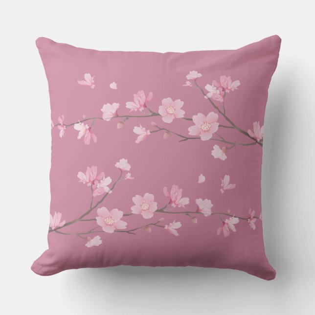 Cherry Blossom - Transparent Background Throw Pillow (Front)