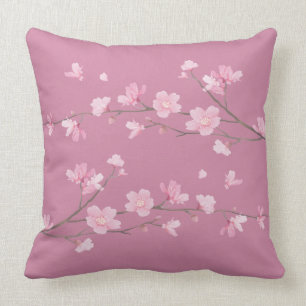 Cherry Blossom - Transparent Background Throw Pillow