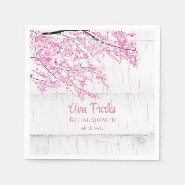 Cherry Blossom Tree Bark Bridal Shower Napkin (Front)
