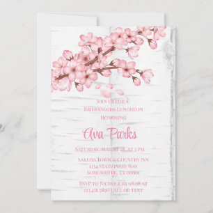 Cherry Blossom Tree Bark Bridesmaids Luncheon Invitation
