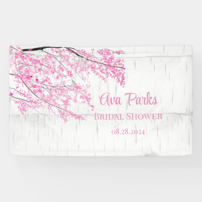Cherry Blossom Tree Bark Wedding Banner (Horizontal)