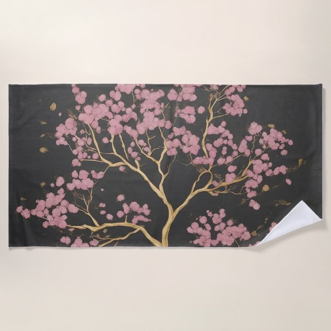 Cherry Blossom Tree Beach Towel (Front)