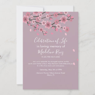  Cherry Blossom Tree Blush Celebration of Life Invitation