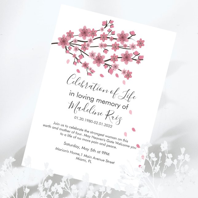 Cherry Blossom Tree Blush Celebration of Life  Invitation (Creator Uploaded)
