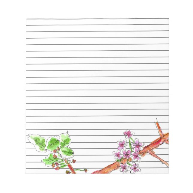 Cherry Blossom Tree Branch Botanical Lined Notepad (Front)