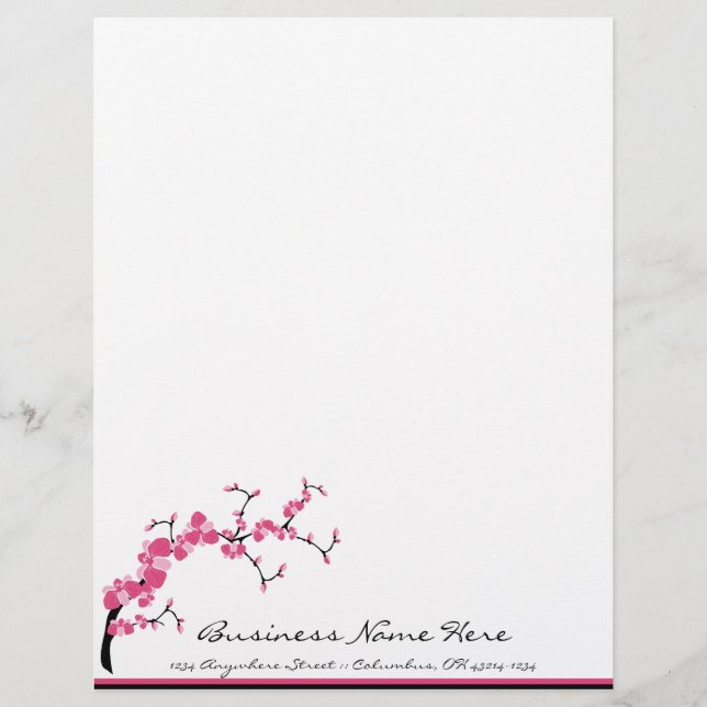 Cherry Blossom Tree Branch Letterhead Design 1 (Front)