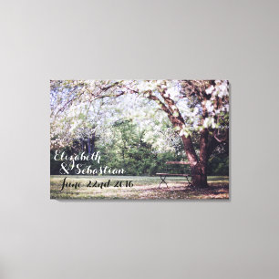 Cherry Blossom Tree Bride and Groom Personalized Canvas Print