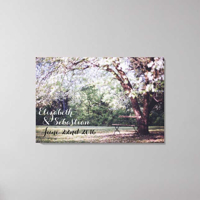 Cherry Blossom Tree Bride and Groom Personalized Canvas Print (Front)