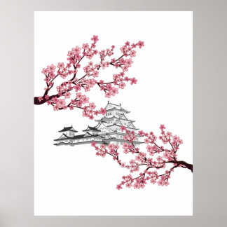 Cherry Blossom Tree Design- Japanese Sakura tree  Poster