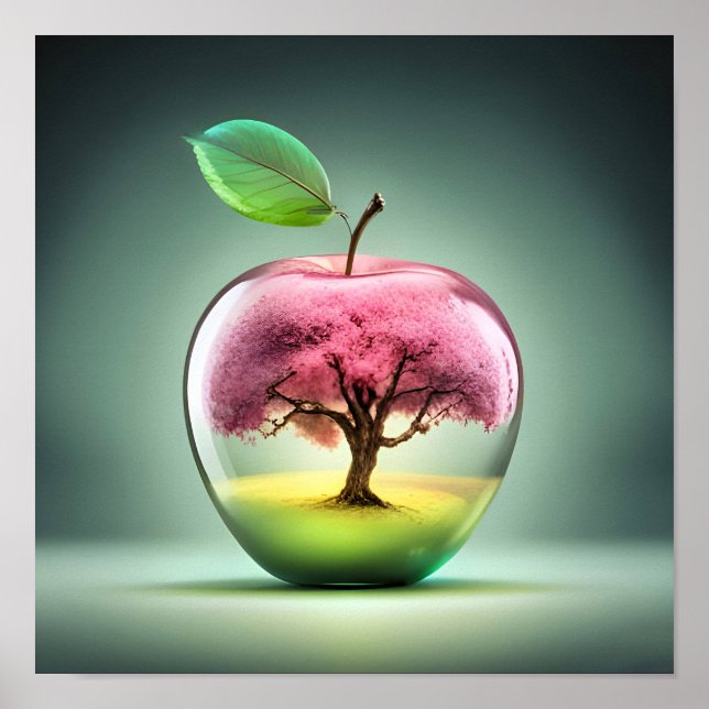 Cherry Blossom Tree Glass Apple Lisa-Dawn Designs Poster (Front)