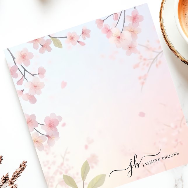 Cherry Blossom Tree Japanese Floral Personalized Notepad (Creator Uploaded)