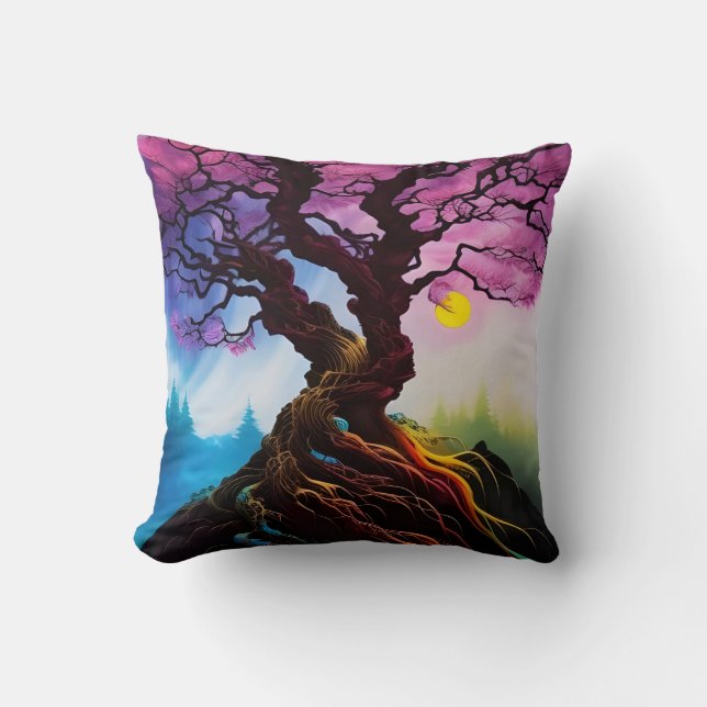 Cherry blossom Tree of life Throw Pillow (Front)