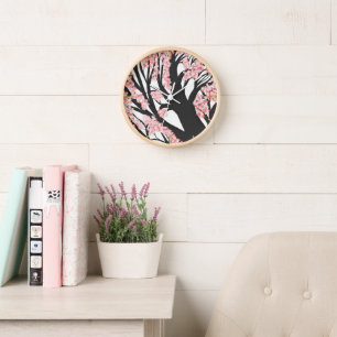 Cherry Blossom Tree Pink Flowers Clock