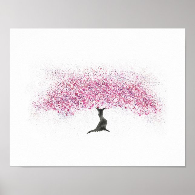 Cherry Blossom Tree Watercolor Poster (Front)