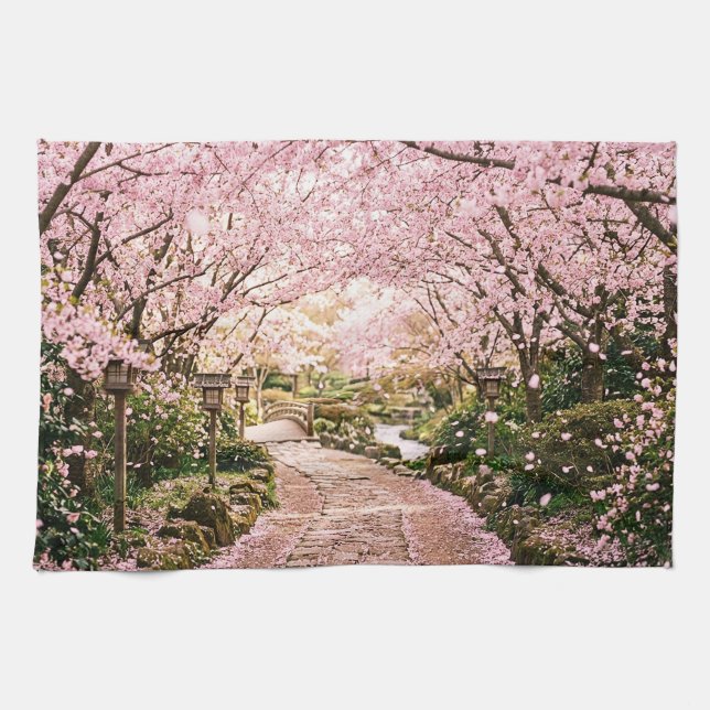 Cherry Blossom Trees Kitchen Towel (Horizontal)