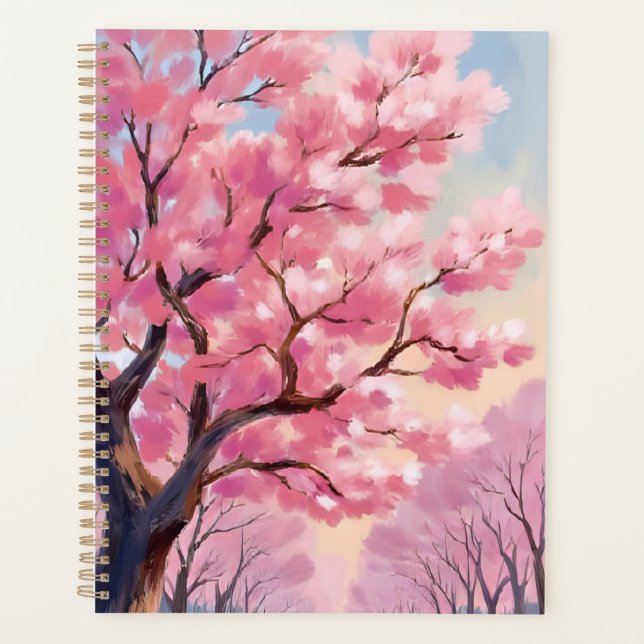 Cherry Blossom Trees Pink Floral Painting (Devant)