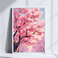Cherry Blossom Trees Pink Floral Painting Art