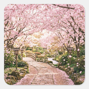 Cherry Blossom Trees Square Sticker