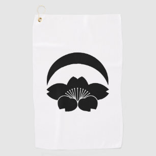 Cherry blossom under crescent moon golf towel